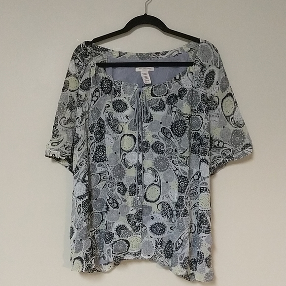 Covington Tops - Covington Paisley Sheer Overlay Blouse 24